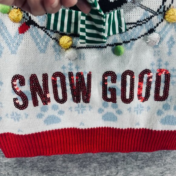 Bad Cat Womens Size M Ugly Christmas Sweater Grumpy Cat Sequin Holiday Knit - Picture 5 of 8